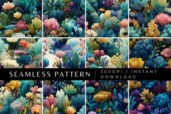 12 Blooming Reef Seamless Patterns