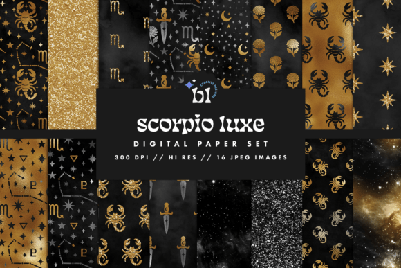 Black Gold Scorpio Zodiac Patterns