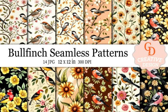 Bullfinch Seamless Patterns: Elevating Your Creative Projects with Instant Digital Assets
