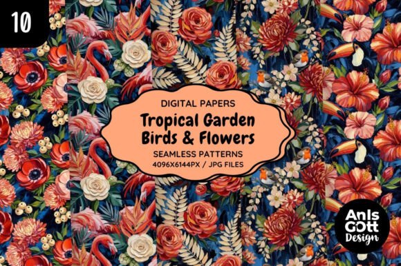 Evaluating Tropical Garden Birds Flowers Patterns for Professional Design Projects