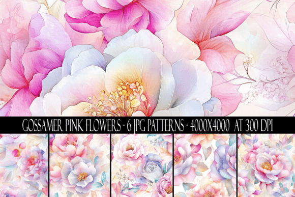 Gossamer Pink Flower Seamless Patterns