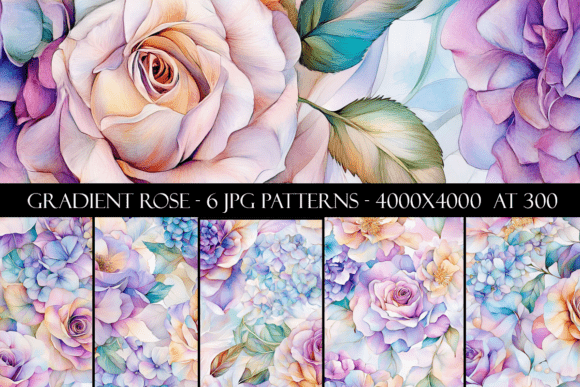 Gradient Rose Seamless Patterns
