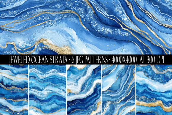 Jeweled Ocean Strata Seamless Patterns