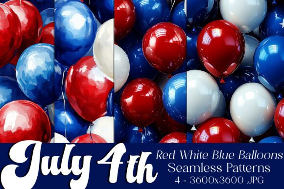 July 4th Balloons Seamless Patterns, S4