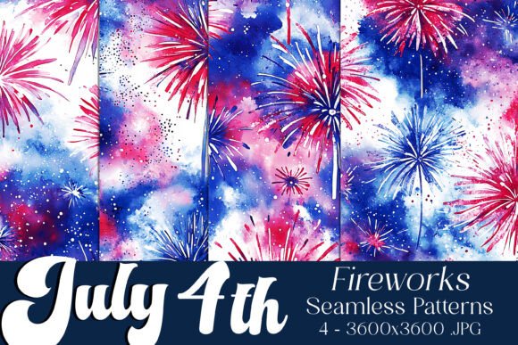 July 4th Fireworks Seamless Patterns 2