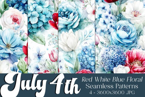 July 4th Seamless Flowers Patterns 15