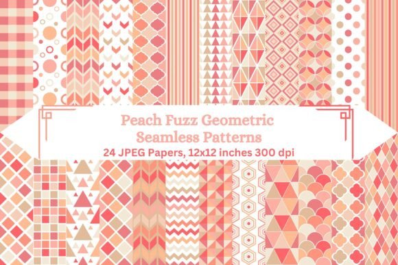 Peach Fuzz Geometric Seamless Patterns