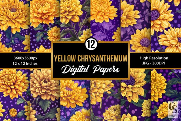 The Art of Digital Craft: Elevating Projects with Yellow Chrysanthemum Flower Patterns
