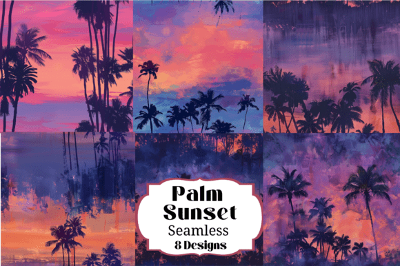 Unlocking Creative Potential with 8 Palm Trees Sunset Seamless Patterns