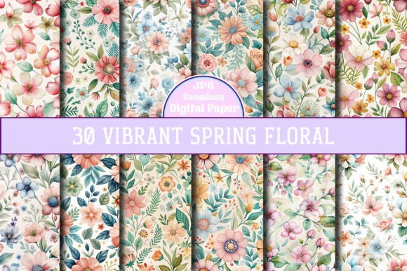 Vibrant Spring Floral Seamless Patterns