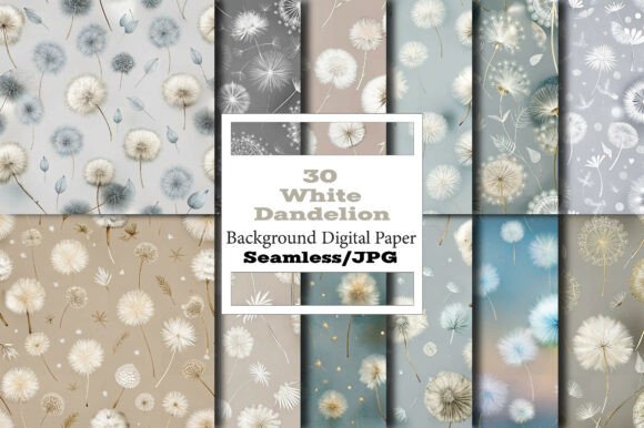 White Dandelion Seamless Patterns: A Versatile Asset for Digital and Physical Creations