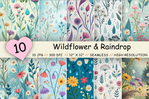 Wildflower Raindrop Symphony Patterns: Elevating Digital Design with Nature-Inspired Aesthetics